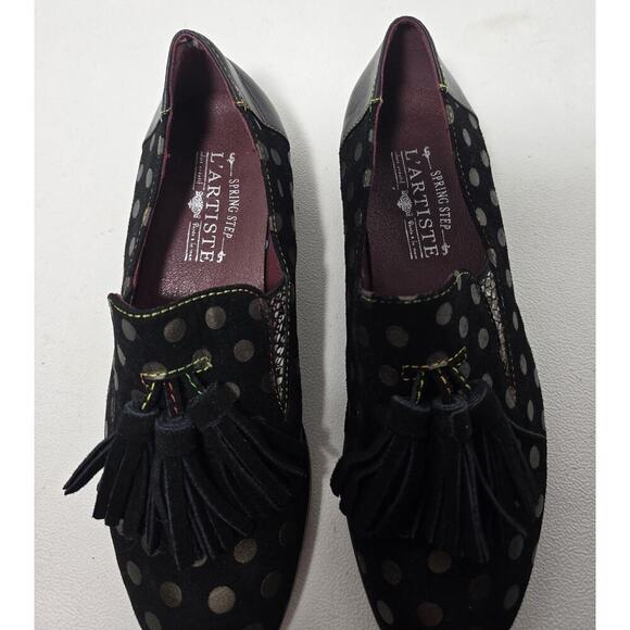 L’Artiste Klasik Women’s Loafers Spring Step Black Polka Dot Suede/Leather EU 38 - Picture 4 of 9
